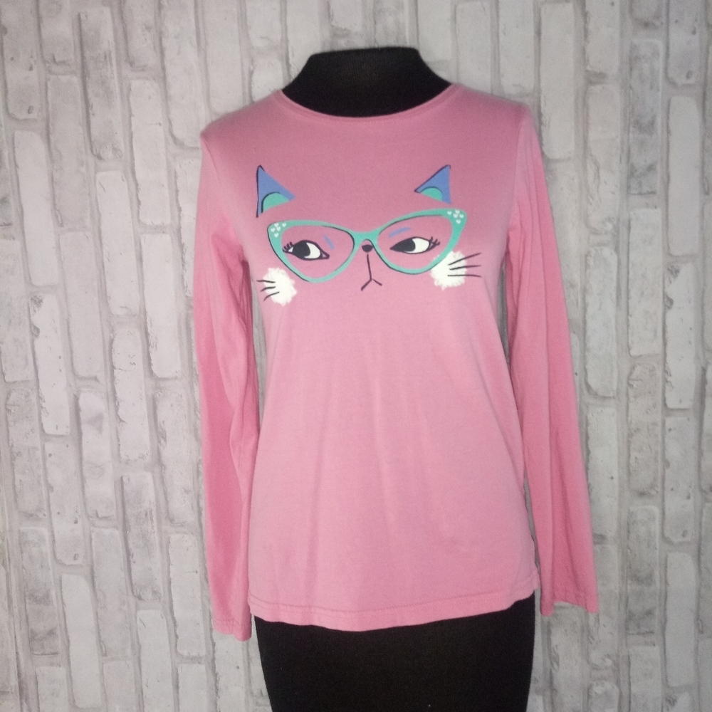 girls graphic long sleeve pink shirt